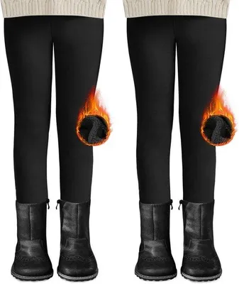 Productafbeelding van Set van 2 Gevoerde Thermische Leggings voor Meisjes - Dikke Warme Winterbroek