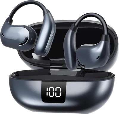 Productafbeelding van KI-vertaler hoofdtelefoon 3-in-1: Bluetooth real-time spraakvertaler hoofdtelefoon met 163 talen en 4 modi. Microfoon-vertaler oordopjes met app, LED-display en 50 uur batterijduur