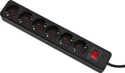 Produktbild von GEBRO Steckdosenleiste 106149, 6-fach, mit Schalter u. 1,5 m Zuleitung, schwarz