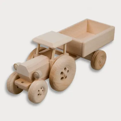 Produktbild von Trecker, mit Anhänger aus Holz 34 cm
