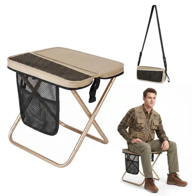 Image de Tabouret de camping pliable avec sac, portable et léger