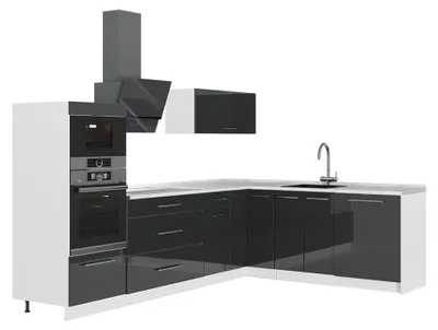 Productafbeelding van Hoekkeuken Vicco Fame-Line Antraciet Hoogglans/Wit 287 x 207 cm zonder werkblad, Model 63528