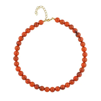 Produktbild von Kette 10mm Rundperle orange-schwarz-marmoriert Kunststoff 50cm