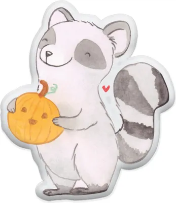Produktbild von Mr. & Mrs. Panda Zierkissen Waschbär Kürbis 70 cm - Weiß - Geschenk, Kuschelkissen, Trick Or Treat, Süßes Sonst Gibt's Saures, Dekoration, Halloween, plüschfigur, Deko