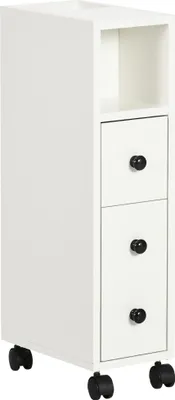 Image de kleankin Support Papier Toilette - Porte-Papier Toilette - Armoire pour Papier Toilette - 3 Niveaux + Sortie Papier Panneaux Aspect blanc