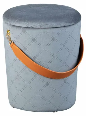 Polsterhocker NEVIS Hocker mit Samtbezug in Grau und viel Stauraum