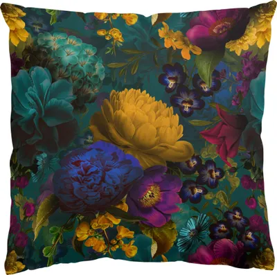 Produktbild von Dekokissen Blumen drinnen / Indoor Zierkissen Canvas waschbar Blumenmuster bunt Aquarell Sofakissen mit Füllung