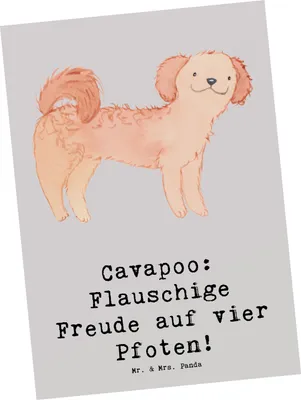 Produktbild von Mr. & Mrs. Panda Postkarte Cavapoo Flauschigkeit - Grau Pastell - Geschenk, Hunde, bildkarte, Hunderassen, Pudel, Grußkarte, Postkarten, Kuschelpartner, Vielfalt, Freude
