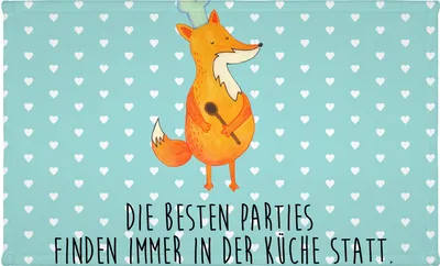 Produktbild von Mr. & Mrs. Panda Handtuch Fuchs Koch - Türkis Pastell - Geschenk, Bäcker, gesichtshandtuch, Flauschtuch, Geburtstag, Hungrig, Frotteehandtuch, Spruch Lustig, 50x100