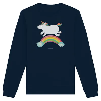 Produktbild von Mr. & Mrs. Panda Baumwoll Pullover Einhorn Regenbogen Größe XL - French Navy - Geschenk, Sweater, Unicorn, Erwachsenwerden, Nachhaltiger, Sweatshirt, Glitzer, Pulli