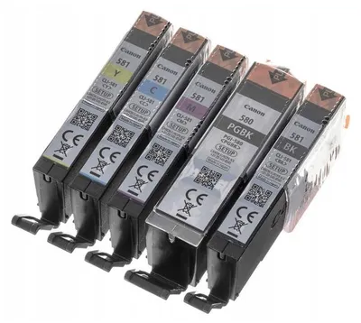 Produktbild von Canon PGI-580BK/CLI-581 BK/C/M/Y Pigment- und Farbstofftinte Multipack, Standardertrag, Schwarz, Cyan, Magenta, Gelb, 11,2 ml, 5,6 ml, 5 Stück(e), Multipack