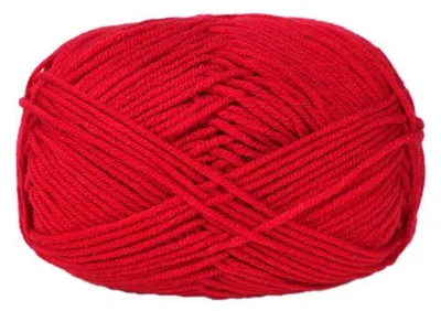 Image de Fil à tricoter en coton, 5 pelotes de 50g, couleur rouge. Lavable et facile d'entretien