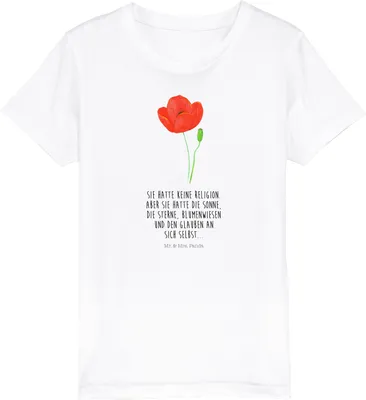 Produktbild von Mr. & Mrs. Panda Kleinkinder T-Shirt Blume Mohnblume 9-11 Jahre (134/146) - Weiß - Geschenk, Baumwolle Kinder, Motivation, Mohn, Garten, Kindershirt, Teenager, Respekt