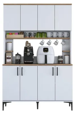 Image de Armoire multifonction en Bois MDF noyer et blanc - L 120 × P 40 × H 184,2 cm