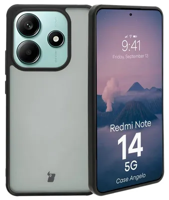 Produktbild von Bizon Case Angelo für Xiaomi Redmi Note 14 5G, geräuchert mit schwarzem Rahmen