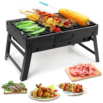 Immagine prodotto di Barbecue portatile a carbone - 1,63 kg - Acciaio inossidabile - Ideale per picnic e campeggio all'aperto