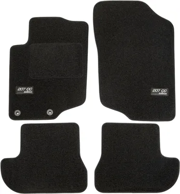 Image de Logo Tapis De Sol Noir Velours Sur Mesure Pour Peugeot 207 CC 2007-2014 4pcs, Base Antidérapante, Tapis conducteur renforcé