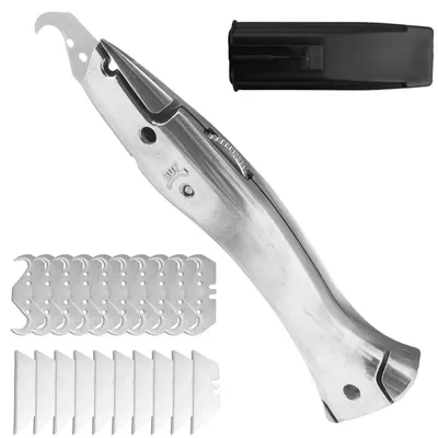 Produktbild von Teppichmesser Set mit 1 Griff + 20 Klingen, Aluminium, SK2-Stahl, für PVC Bodenbeläge