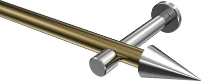Produktbild von Interdeco Gardinenstange / Vorhangstange Messing Antik / Chrom, Typ Prestige Savio (Kegel) ohne Ringe, 20 mm Ø 1-läufig, 220 cm
