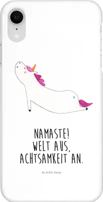 Produktbild von Mr. & Mrs. Panda Iphone XR Handyhülle Einhorn Yoga - Weiß - Geschenk, Premium Kunststoff, Unicorn, Sport, Namaste, Achtsamkeit, Handy Case, Einhörner