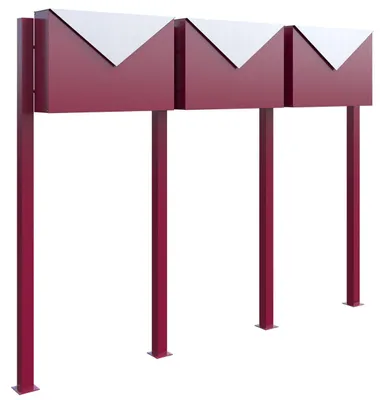 Produktbild von Briefkastenanlage Letter for Three in Rot mit Edelstahlklappe