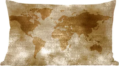 Produktbild von MuchoWow® Zierkissen Sofakissen Wohnzimmer Dekokissen 50x30 cm Weltkarte - Antik - Braun - Wohnzimmerdekoration - Polster mit Photo