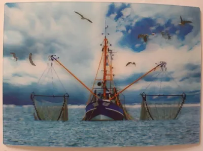 Produktbild von 3 D Ansichtskarte Fischkutter, Postkarte Wackelkarte Hologrammkarte, Schiff