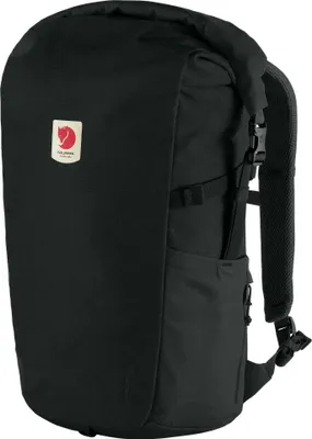 A black Fjällräven backpack is shown against a white background.