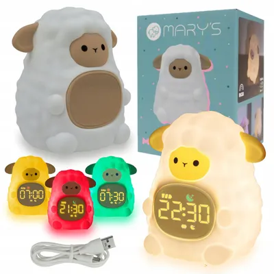 Image de Mary's LED RGB Sheep Night Light with Alarm Clock for Kids Cute 3000K