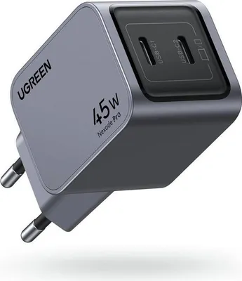 Obrázek produktu pro Síťová nabíječka USB-C UGREEN, GaN, 2 porty, 45 W, šedá