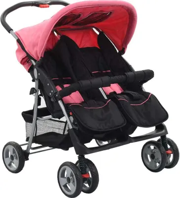 Immagine prodotto di Maison Exclusive - Passeggino gemellare rosa e nero acciaio