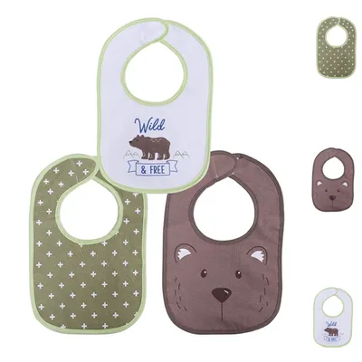 Obrázok produktu pre Baby Care detsk podbradnky sada 3 samoprepnacch, jednovrstvovch, nepremokavch, bavlnench, farebnch