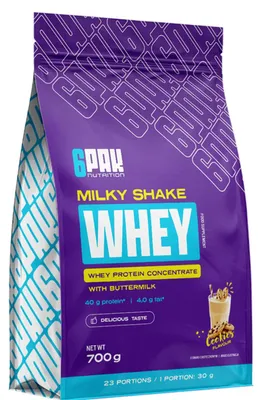 Produktbild von 6Pak Nutrition Milky Shake Whey-700g Cookies