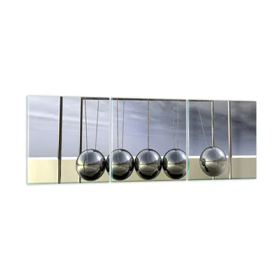 Produktbild von Bilder auf glas - Chrom Kugeln Wissenschaft - 150x50cm - Glasbilder - Wandbilder - Kunstdruck - zum Aufhängen bereit - Wanddekoration aus Glas - Glas Bilder - Wandbild auf Glas - GCA150x50-0252