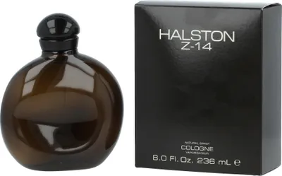A bottle of Halston Z-14 cologne and its packaging are shown against a white background.
