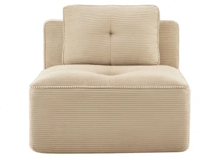 Image de Canapé sans accoudoirs avec coussins, tissu corduroy, couleur beige, canapé "Cloud" sans structure rigide, assise profonde, rembourrage en mousse 32D, base antidérapante, adapté aux animaux de compagnie