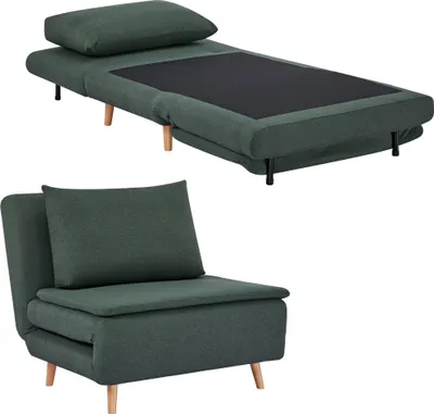 Produktbild von HOMCOM 3-in-1 Schlafsessel mit Bett-Funktion verstellbare Rückenlehne Dunkelgrün