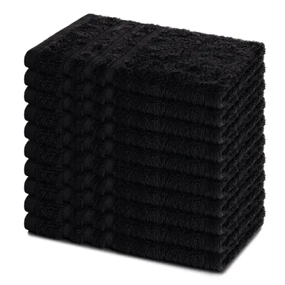Produktbild von Lavea® 10er Set Gästehandtücher 30x50 cm, Weiche & Saugstarke Gästetücher aus 100% Baumwolle, Frottierserie Elena, Waschbar 60°C – Schwarz