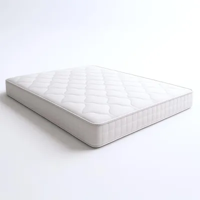 A white mattress is shown on a white background.