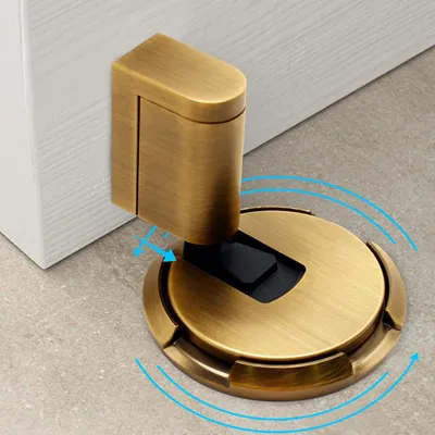 Produktbild von Türstopper Boden Selbstklebend Schwer Türhalter Tür Stopper ohne Bohren Höhenverstellbarer Türpuffer Wandschutz Türfeststeller mit 3M-Klebeband Schrauben Door Stopper, Bronze