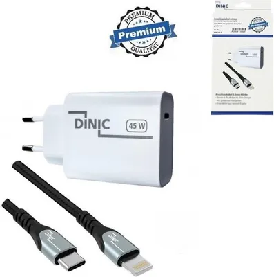 Produktbild von DINIC Ladegerät (USB-C), mit USB-C auf Lightning-Kabel, 45 W, 2 m, Weiß