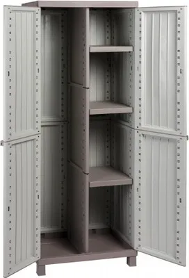 Produktbild von Terry C- Wood 3680 Kunststoffschrank,   Lagerschrank, mit 3 Regalböden, 2 Türen, Graubraun