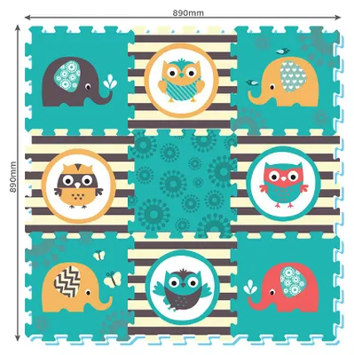 Zdjęcie produktu dla Klocki Miękkie - Sowa I Słoń 9 Szt. 32x32 Cm