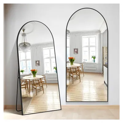 Produktbild von Ganzkörperspiegel, 192 x 85 cm Standspiegel mit schwarzem Aluminiumrahmen, großer Wandspiegel für Schlafzimmer, Eingangsbereich, Flur und Heimdekoration