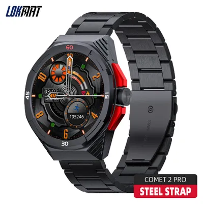 Obrázek produktu pro Chytré hodinky COMET2 PRO Bluetooth, sportovní, outdoorové, srdeční tep, krevní tlak, kyslík v krvi, zdraví, černé (náramek z nerezové oceli)