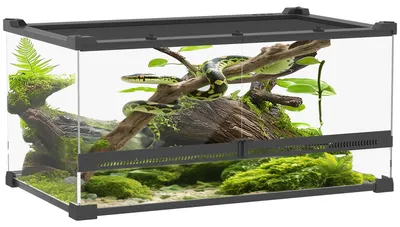 Image de Terrarium PawHut pour reptiles, terrarium en verre de 34 litres avec aération frontale, noir