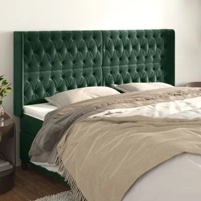 Produktbild von Best Möbel Kopfteil mit Ohren Dunkelgrün 183x16x118/128 cm Samt - Kopfteile CHYDE7728441