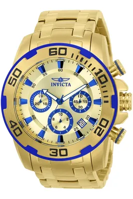 Obrázok produktu pre Invicta Pro Diver - SCUBA 22320 Pánske Hodinky - Quartz Hnacie - Nerezová Oceľ so Zlatým Ciferníkom - 50 mm