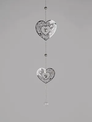 Produktbild von Deko-Hänger Herzen mit 2 Herzen, 70 cm aus Edelstahl