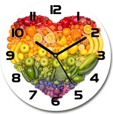 Produktbild von Wanduhr aus Glas 30fi Glasbild Glasuhr Gehärtetes Glas - schwarze-zeiger - Vegetable heart